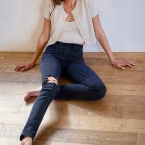 NWT Reformation Denim ‘Liza’ High-Rise Straight-Leg Long Jeans in “Faded Black”